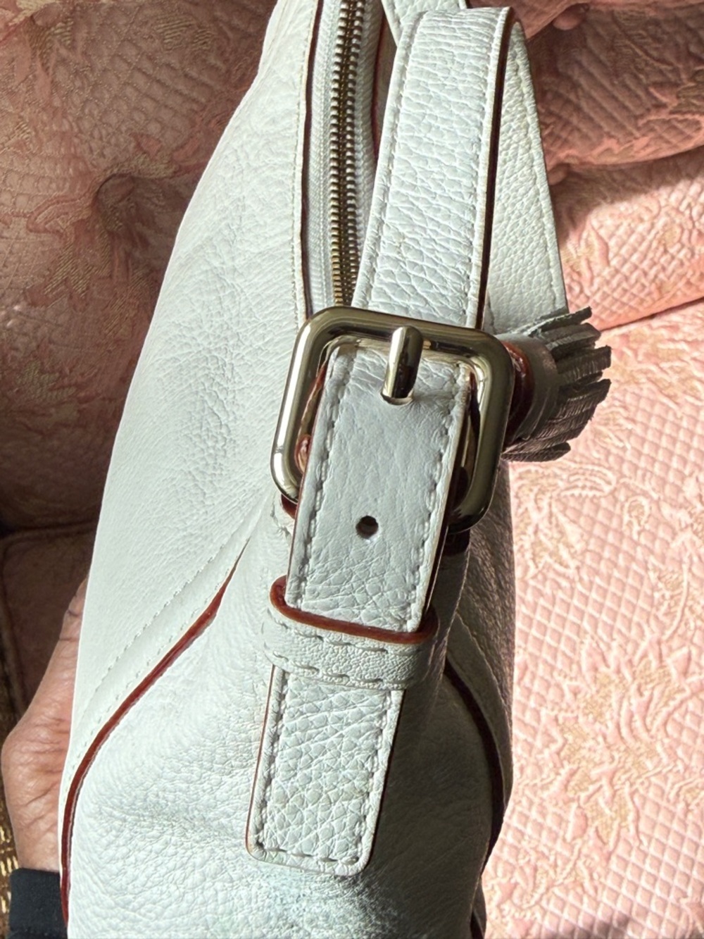 kate spade Cream Leather Shoulder Hobo with Tassel - Picture 4 of 10